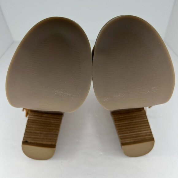 Comfort Womens Brown Fringe Faux Suede Peep Toe Block Heel Size 8 Ankle Bootie - Picture 7 of 9